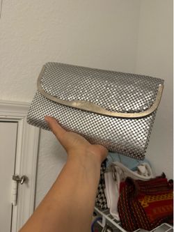 Silver Mesh Evening Clutch Bag