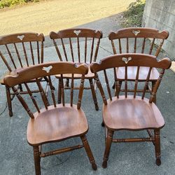 (5) Tell City Solid Wood Chairs