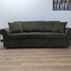 Contemporary Forest Green Fabric Pullout Couch
