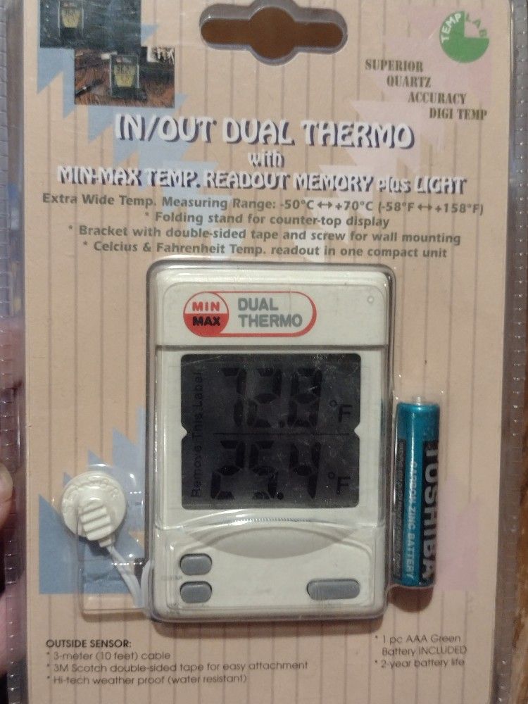 New Temp Lab In/Out Dual Thermo Temperature Sensor