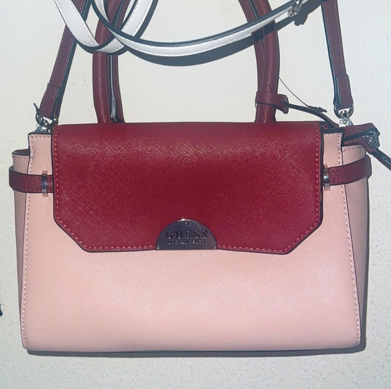 New Red Pink GUESS Purse Crossbody Bag Satchel NWT Blush Multi Boothbay