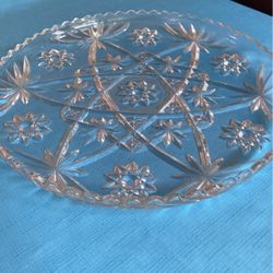 Fabulous a Vintage Hwy Clear The Glass 13 inch across serving platter with wonderful design