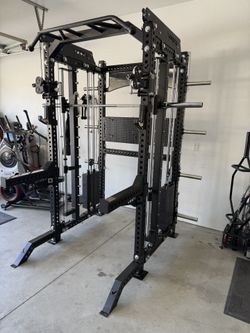 PRO SERIES Ultimate 3-1 Half Rack Functional Trainer w/Smith Machine Bar | 400lb Stack | Gym Equipment | Fitness | Commercial | Squat Rack  