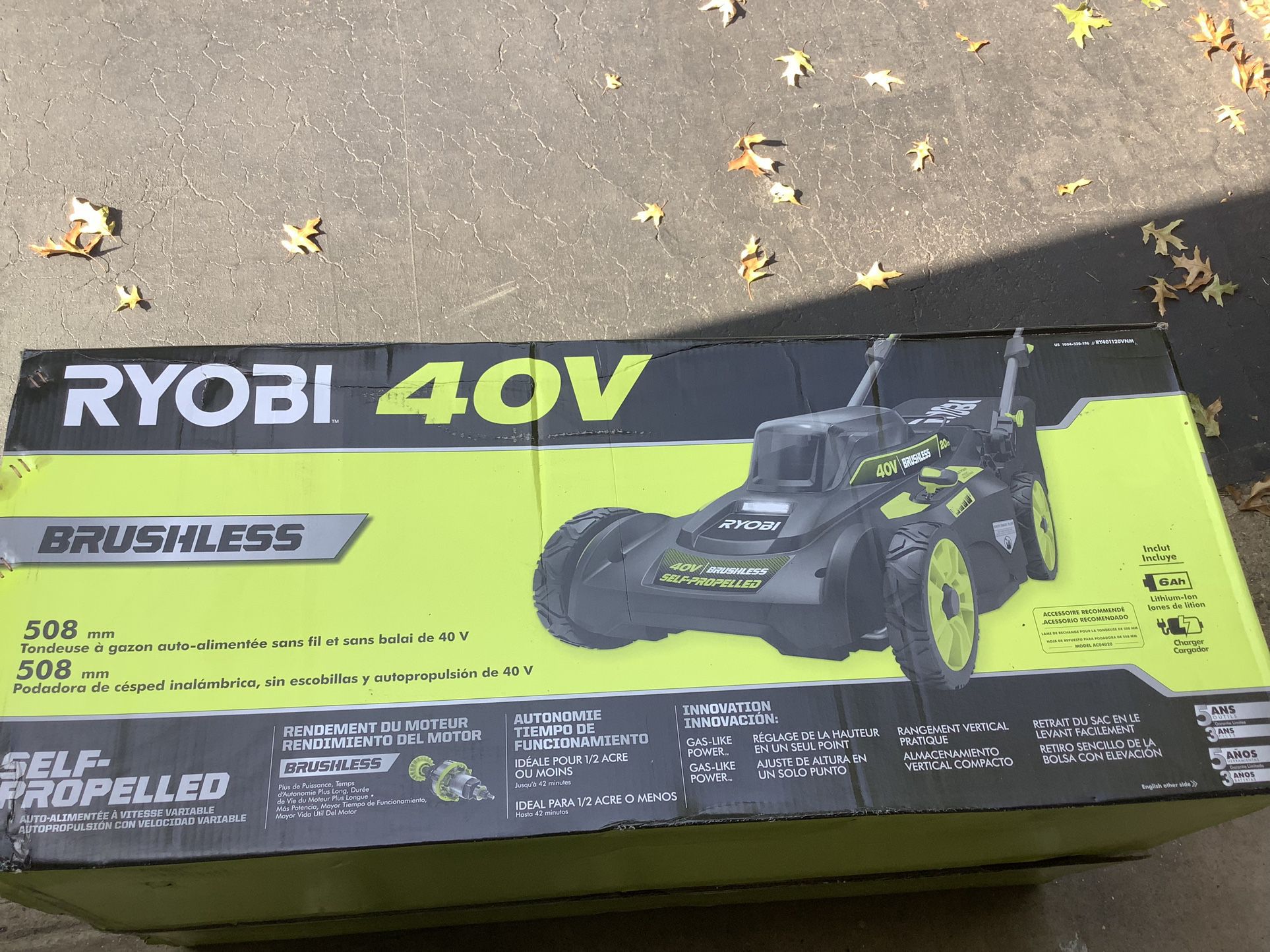 RYOBI 40V  20 in. Cordless Lawn Mower  Self-Propelled Mower Brushless 