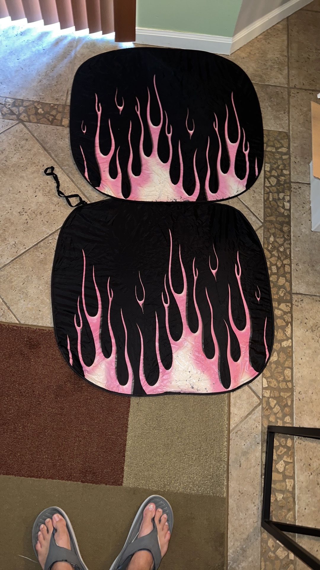 Black Flame Print Car Windshield Sun Visor