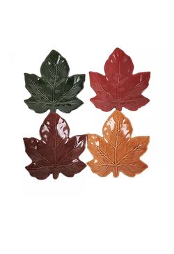 NEW! Thanksgiving, Fall Harvest Leaf Appetizer Plates - Set of 4 🍂🍃🍁