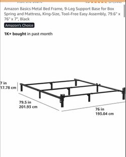 Brand new king Metal Bed Frame, 9-Leg Support Base for Box Spring and Mattress, King-Size, Tool-Free Easy Assembly, 79.6" x 76" x 7", Black