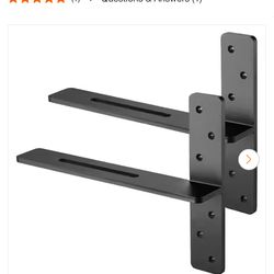 VEVOR T Shelf Bracket 2 Piece 200 lbs. Weight Capacity 16 x 2.89 x 12 in./406.4 x 73.5 x 304.8 mm Solid Steel Heavy Duty Black
