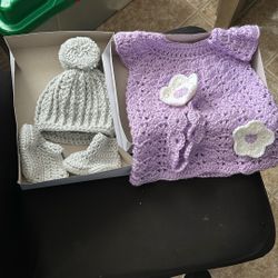 Hat And Shoes And Dress With Headbands  Done By Hand