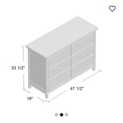 White 6 Drawer Double Dresser
