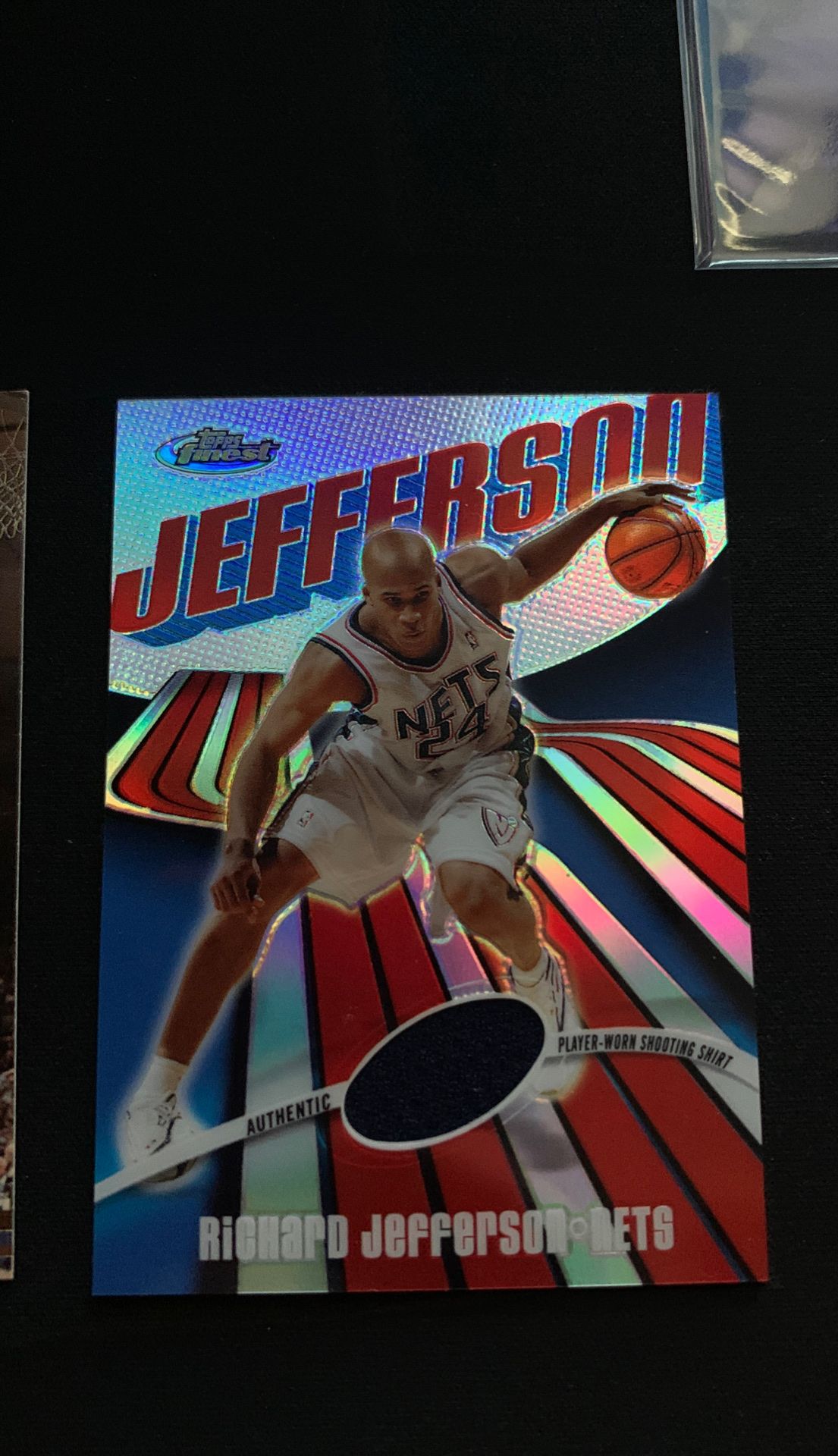 Michael Jordan stadium card+ Richard Jefferson worn shooting shirt card