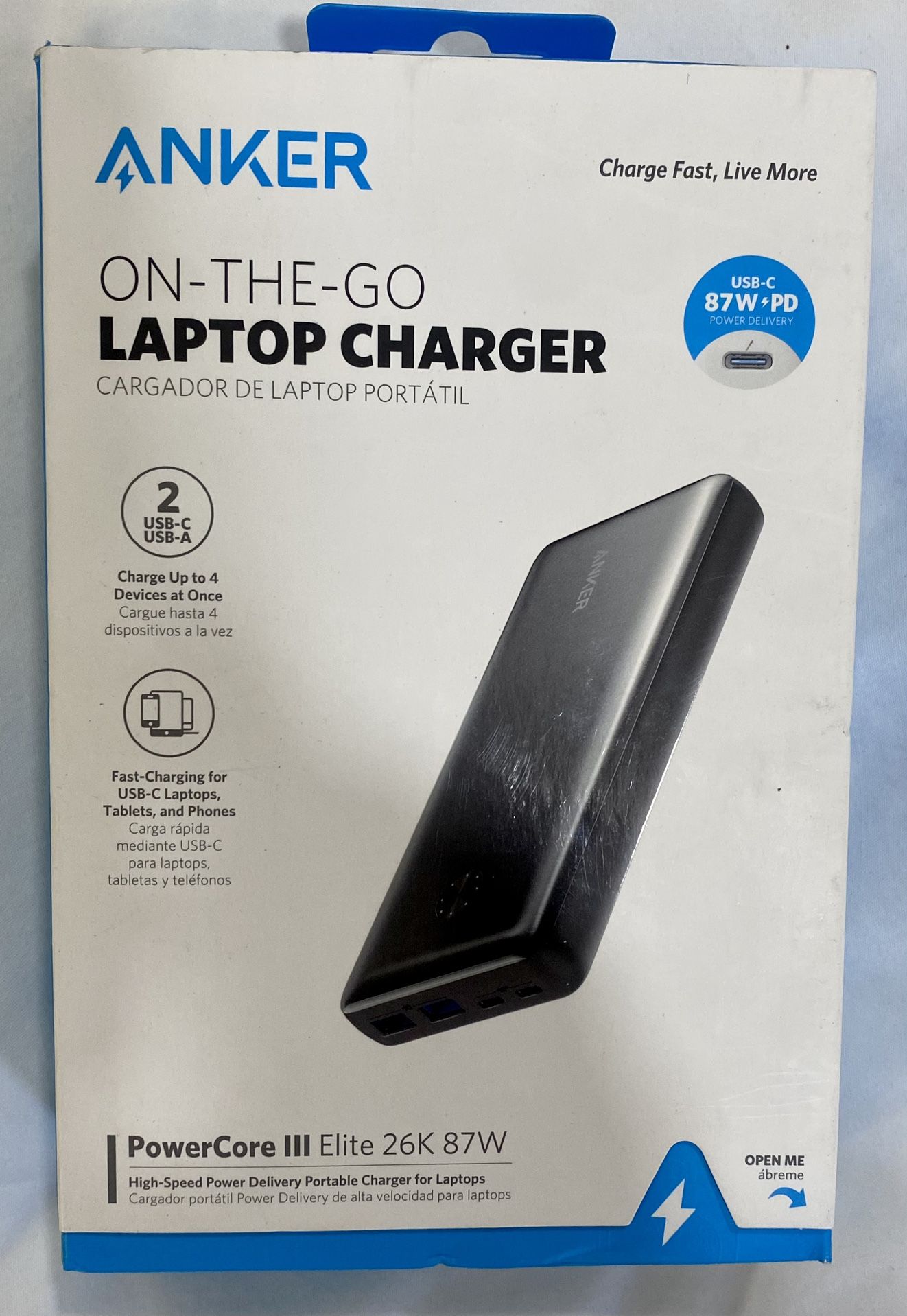 Anker - PowerCore III Elite 26000 mah 87W USB-C PD Portable Charger - Black ***Brand New