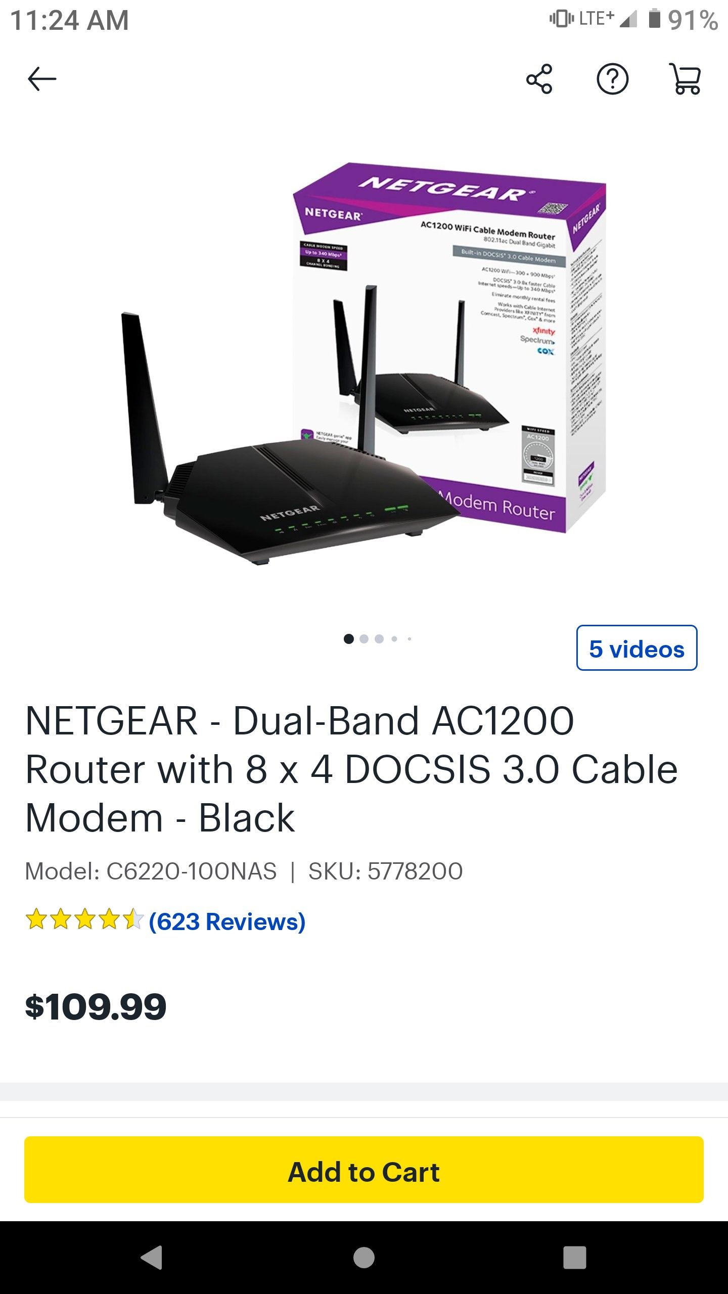 Netgear modem and router