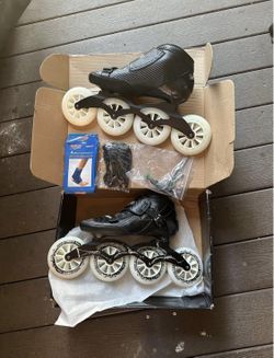 Inline Speed Skates Adult for Women and Mens, Professional Fitness Skating Roller Skates, High Performance Racing Skates, Unisex Black Size 10