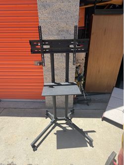Mobile TV Stand / Rolling TV Cart with Adjustable Shelf – Fits Flat Screen TVs