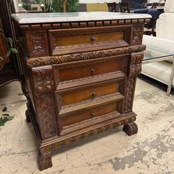 antique Italian Renaissance Revival bedside chest - 30” x 23” x 35” -l