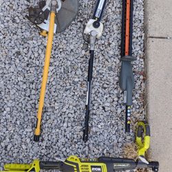 Ryobi Pole Saw With Expand It Attachments, Hedge Trimmer, And Edger