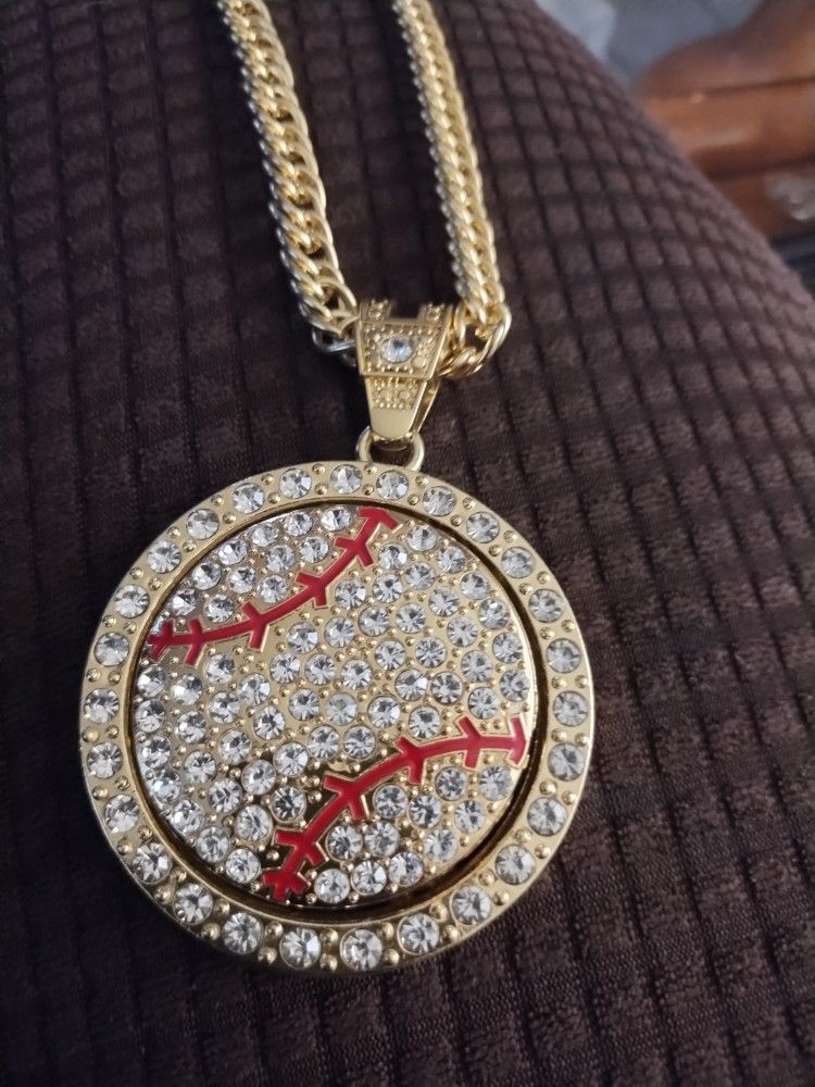 Cuban Link Chain With Baseball Charm