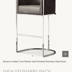 BRAND NEW W TAGS RESTORATION HARDWARE GENUINE LEATHER  WEXLER BARRELBACK LEATHER BAR  STOOL  RH  $3700 Each Originally 