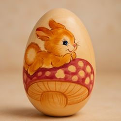 Hand-Painted Wooden Easter Egg Set with Bunny & Chick Designs