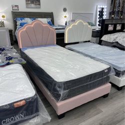 New Twin Bed Frame With Mattress 