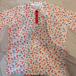 Fireball Cinnamon Whisky Mens L Polo Golf  Golfer Shirt Swag Party