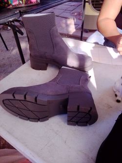 Gray Suede Chelsea Ankle Boots size 8