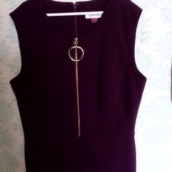 Women's  Calvin Klein Purple With Gold  Zipper Dress 