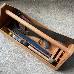 TOOLS-CARPENTERS TOOLBOX 11”W x 26”L x 10”H And TOOLS - See Description