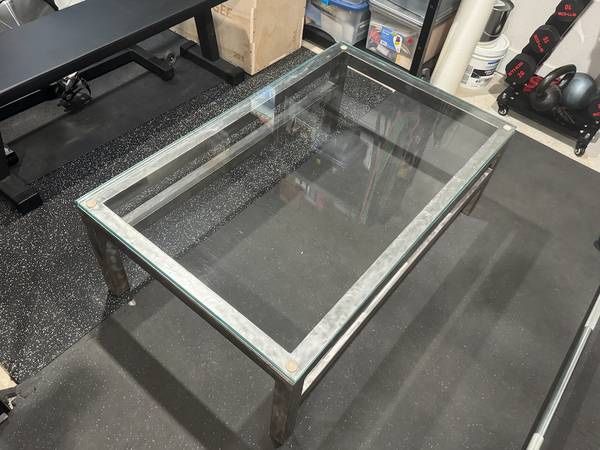 Glass And Metal Coffee Table 4’ X 2.5’
