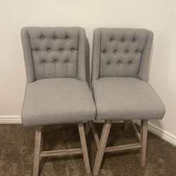 Grey Swivel Bar Stools Set of 2 