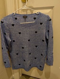 Talbots Blue Sweater With Black Hearts