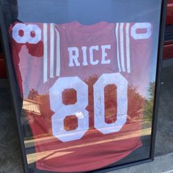 Jerry Rice Autographed Signed San Francisco 49ers Jersey.   Framed. No papers. Fremont pickup.   $100