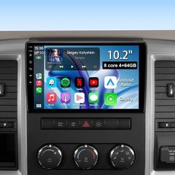 Car Radio Stereo 2009 2010 2011 2012 Dodge Ram, Wireless CarPlay Android Auto, 10.2” Touch Screen Head Unit, Bluetooth, Backup Camera