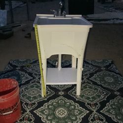 Freestanding Laundry / Utility Sink with Faucet & Shelf