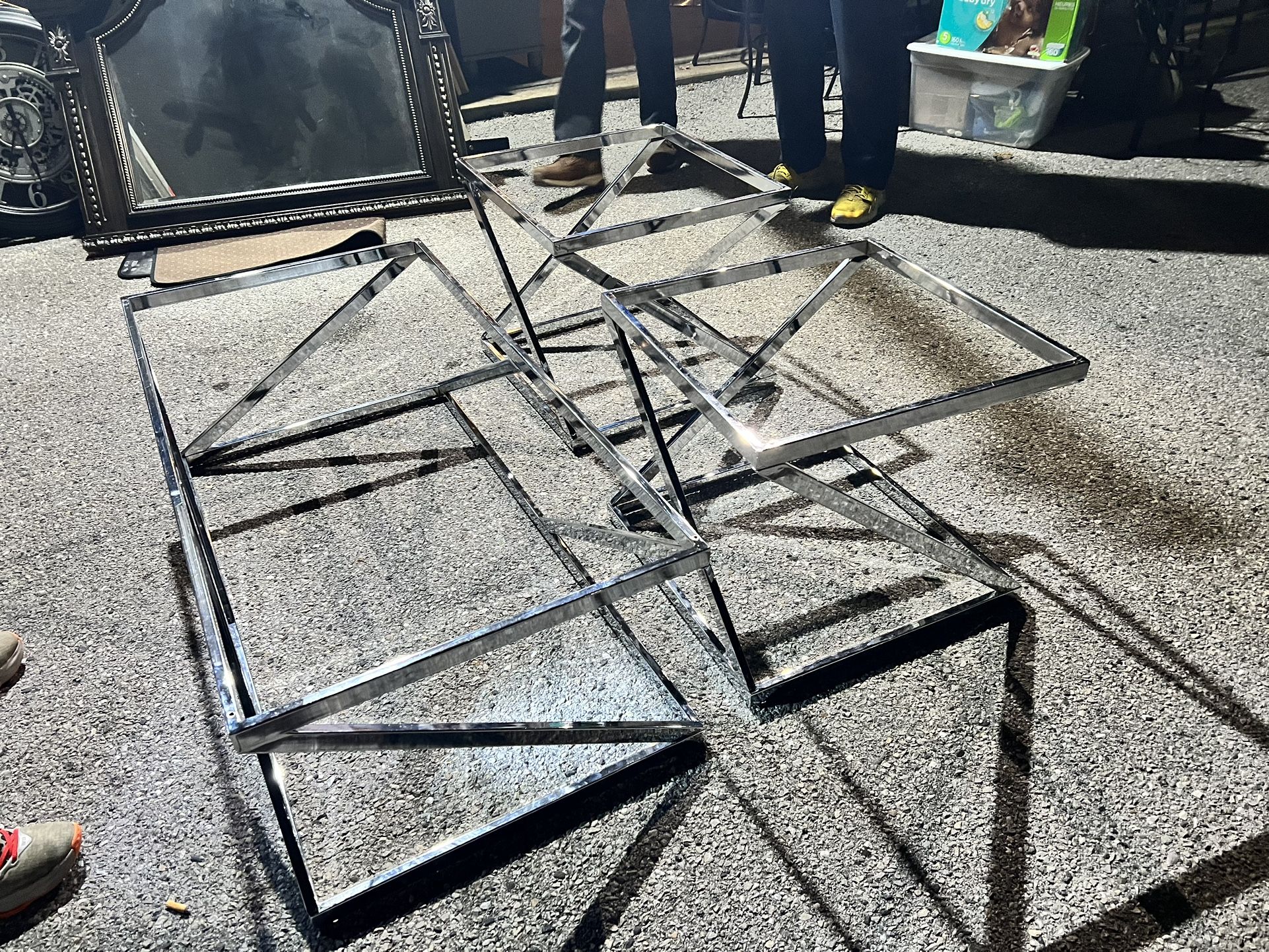 3 Piece Chrome Coffee Table Set