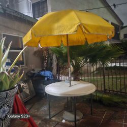 Umbrella and table