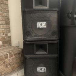 2 each - Ross R122 PA Speakers 12" with Accompanying 4 ft. QuickLok Speaker Stands