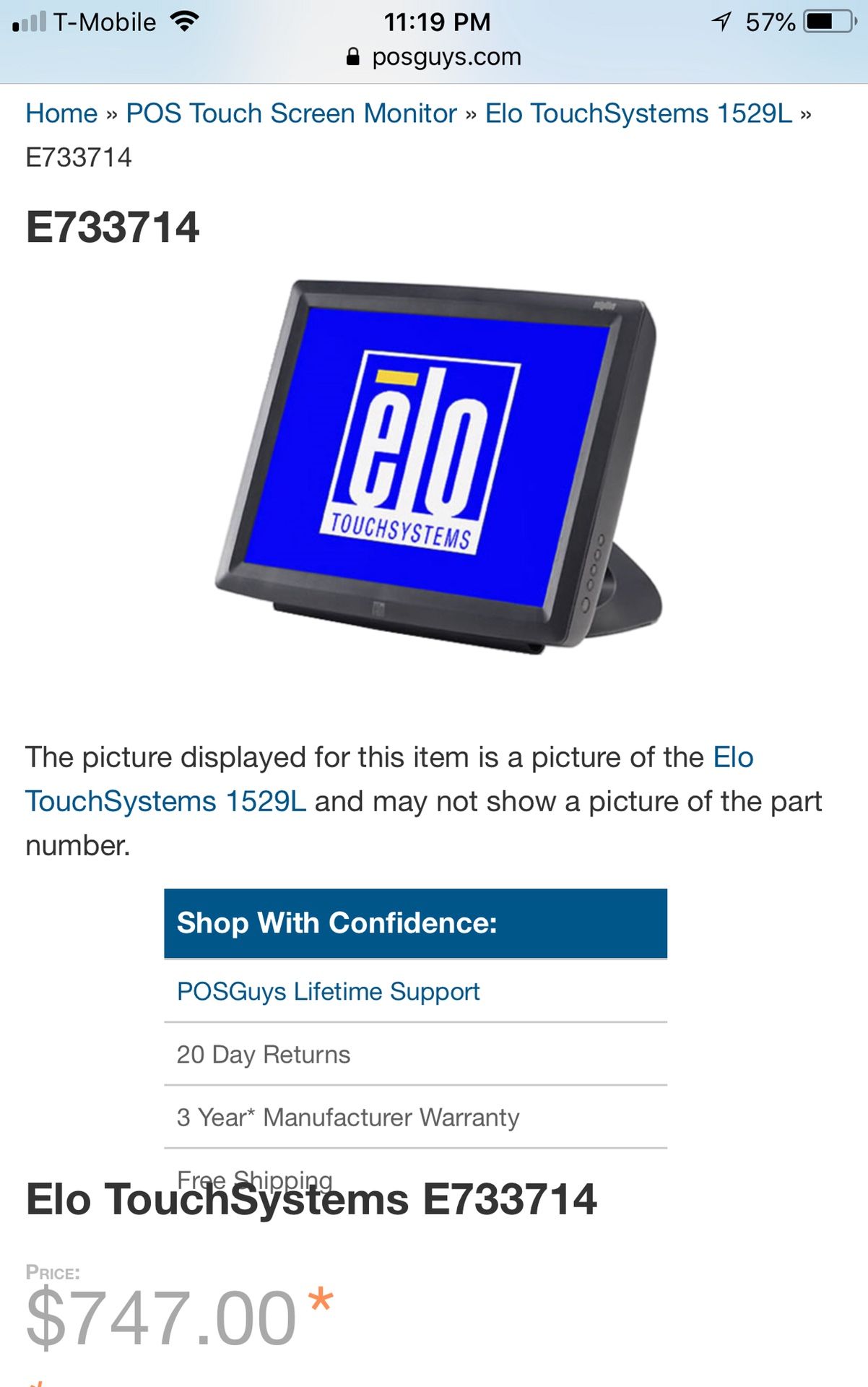 POS TOUCH SCREEN MONITOR W CARD SWIPE