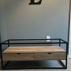 Glass Coffee Table/ Entertainment Stand With 2 Drawers 