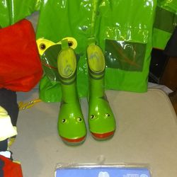 Froggy Raincoat And Rain boots And Baby Bottles 
