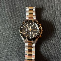 Hugo Boss Admiral Men Chronograph Watch Two Tone Silver Gold Black Dial 1513908
