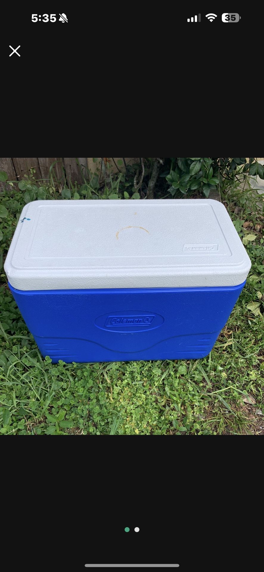 Coleman Cooler With Handle Clean Inside -Paint Spot See Pix