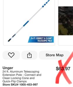Unger 24 ft. Aluminum Telescoping Extension Pole - Connect and Clean Locking Cone and Quick-Flip Clamps