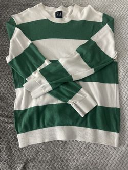 gap green and white stripped long sleeve
