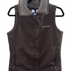 Women’s Columbia Sportswear Fleece Line Vest With Sherpa Collar Gray Size Small