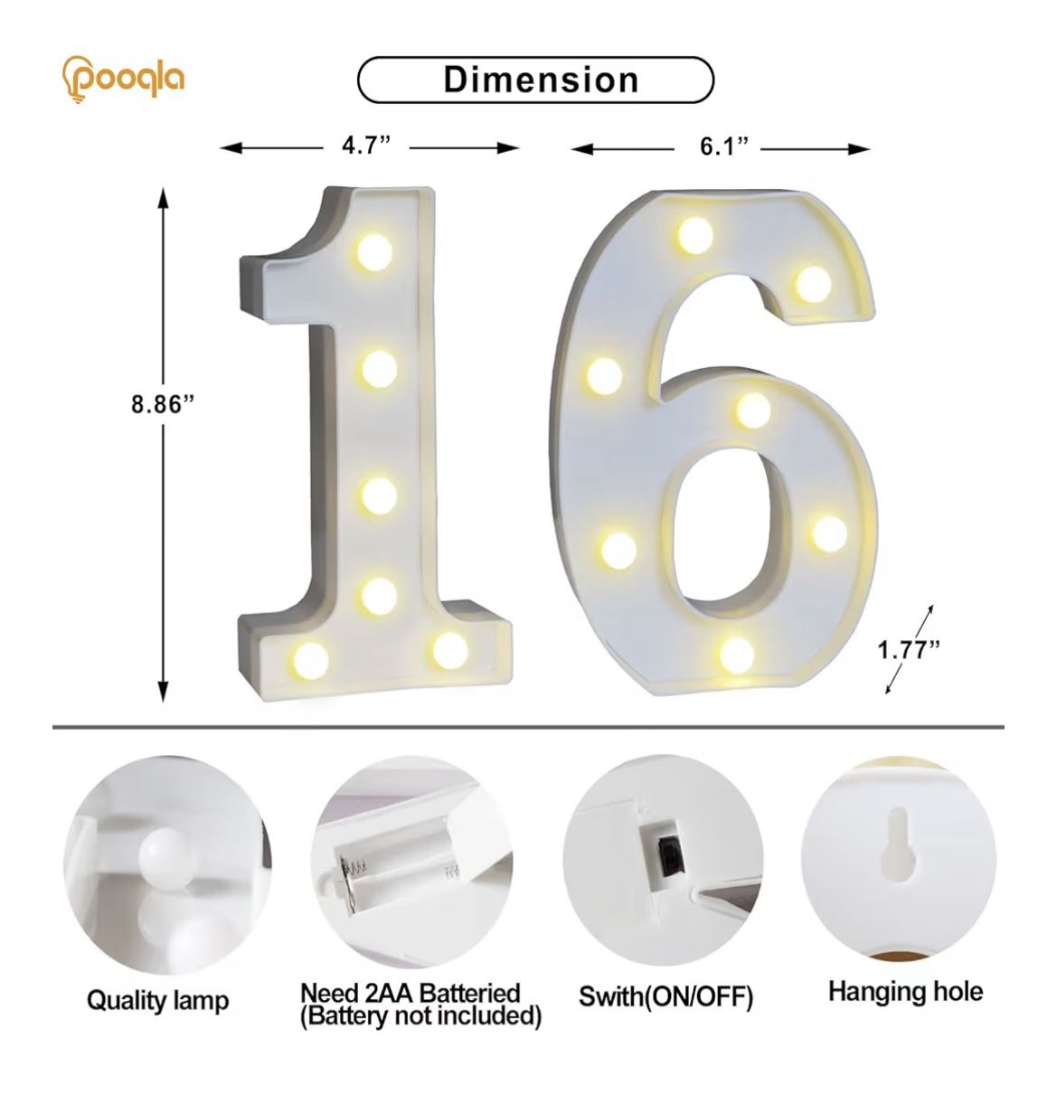 Led Light Up Number 16