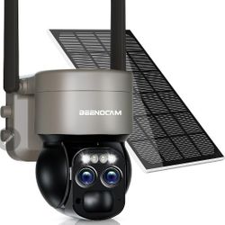 4K Solar Security Cameras Wireless Outdoor with Dual-Lens,360°PTZ Battery Powered Cameras for Home Security Outdoor,8MP Color Night Vision,PIR Human D