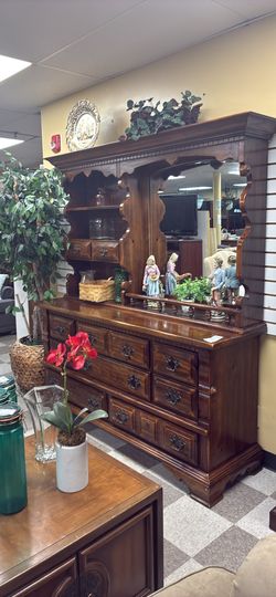 Wood Dresser W /Mirror