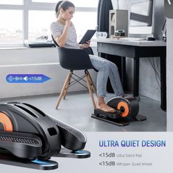 Under Desk Elliptical Machine, Mini Electric Desk Cycle with Remote Control, 5 Gears Adjustable Pedal Resistance and Durable Non-Slip Panel